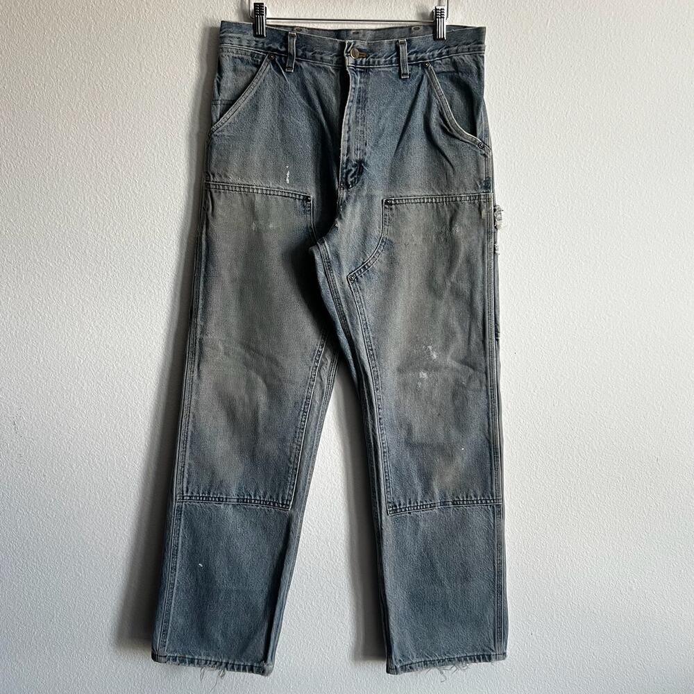 Carhartt denim blue jean double knee work wear carpenter pants